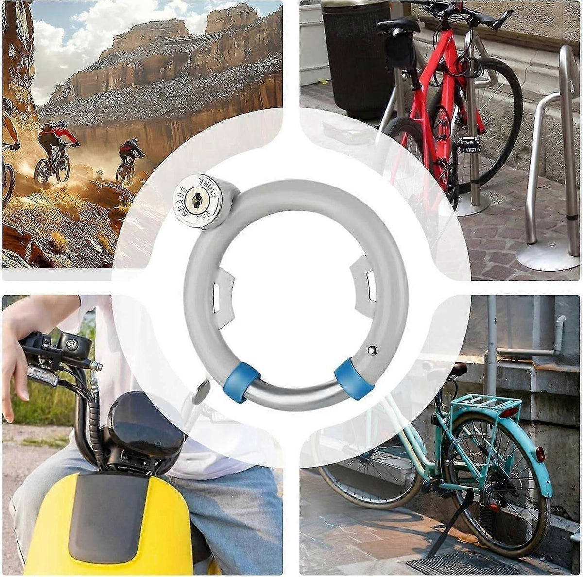 Bicycle lock, heavyduty antitheft security locks, brake locks for security discs, multifunctional round podlock, weatherproof construction