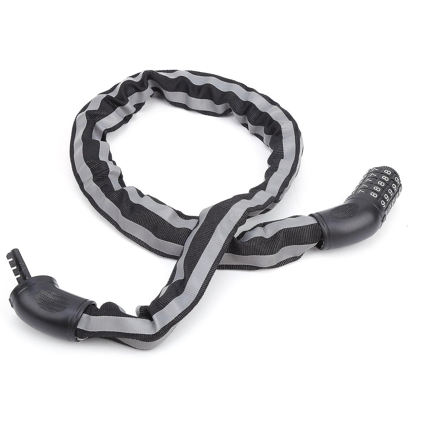 Reflective Black Keyless Bike Antitheft Coded Lock - Five Password Bicycle Cable Lock