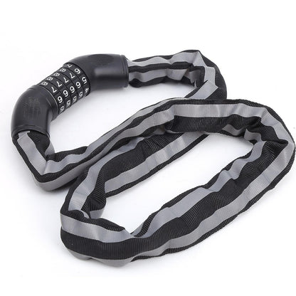 Reflective Black Keyless Bike Antitheft Coded Lock - Five Password Bicycle Cable Lock