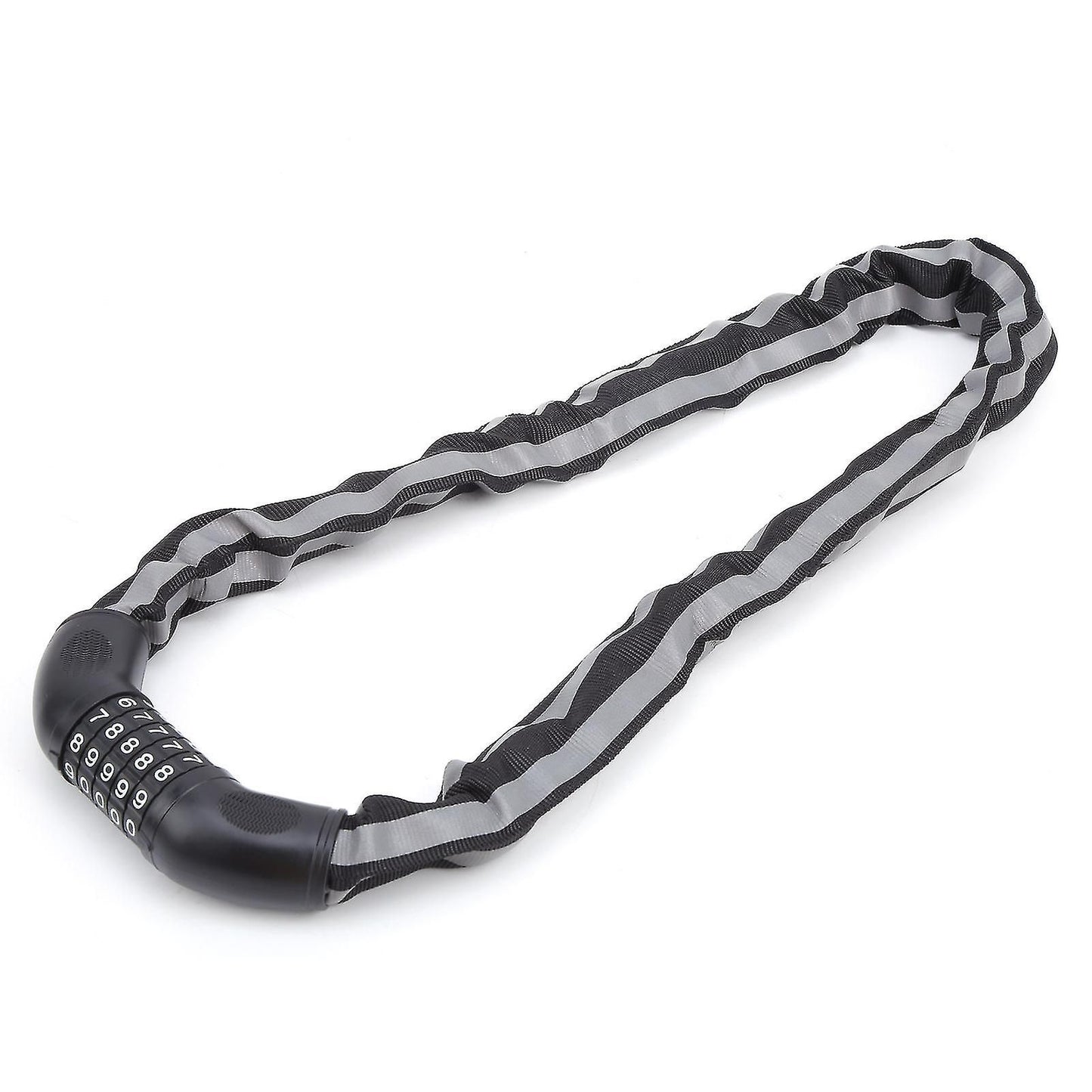 Reflective Black Keyless Bike Antitheft Coded Lock - Five Password Bicycle Cable Lock