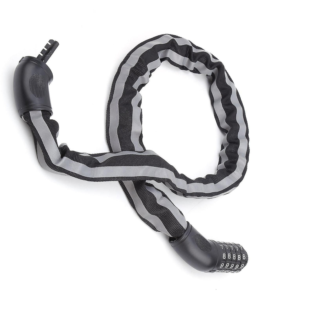 Reflective Black Keyless Bike Antitheft Coded Lock - Five Password Bicycle Cable Lock