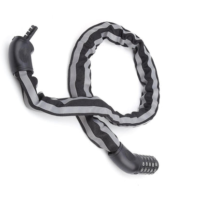 Reflective Black Keyless Bike Antitheft Coded Lock - Five Password Bicycle Cable Lock