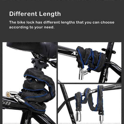 Bike Lock Portable Universal Replacing Anti-rust Waterproof Bicycles Scooter Safety Locks Locking Tool Accessories - 105cm