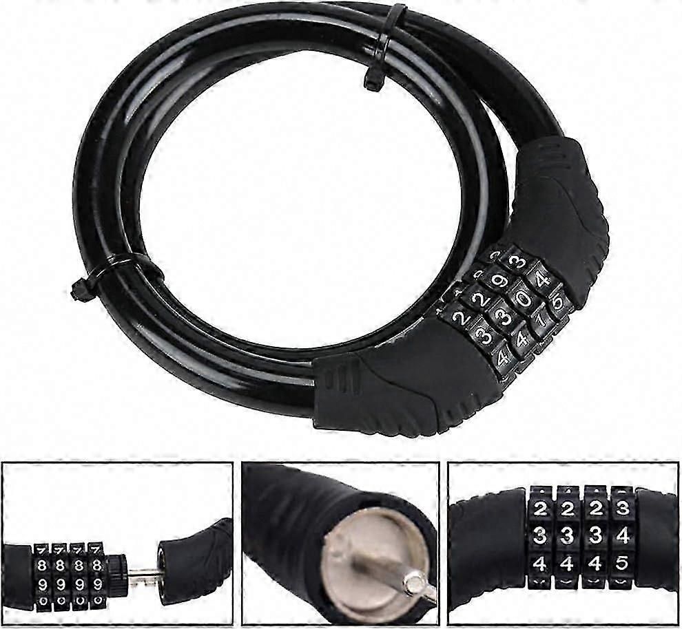 Bike Lock,4-Digit Password Bicycle Lock Portable Anti Theft Bike Password Lock for Bicycles, Motorbike, Electric Bicycles (Black)