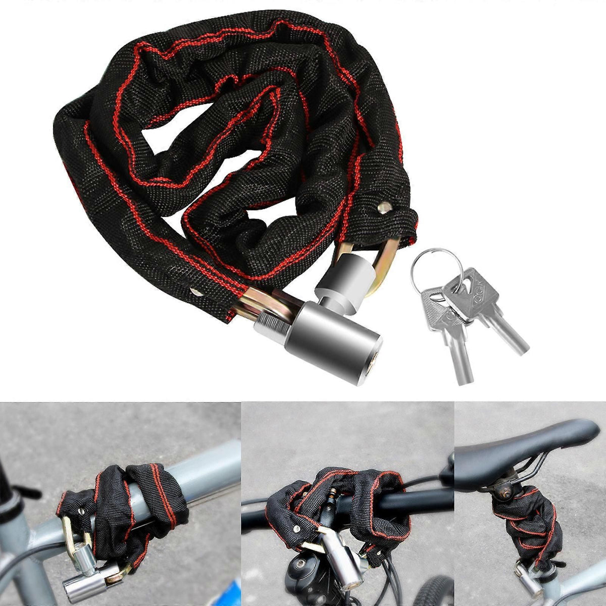 Bicycles Lock Heavy Duty Cycling Locks for Cycle, Motorcycle, Bicycles Locks High Security Bike Chain Lock with 2 Key Multicolor - 65cm