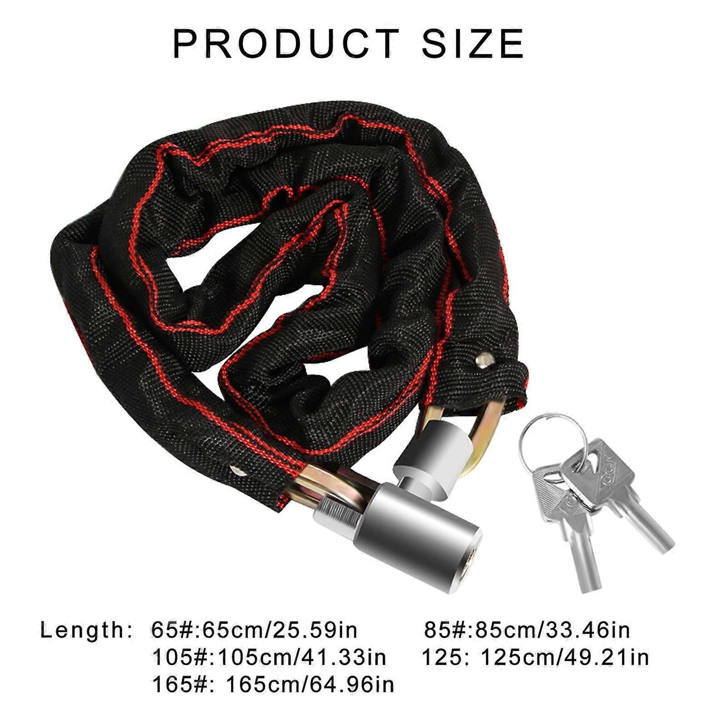 Bicycles Lock Heavy Duty Cycling Locks for Cycle, Motorcycle, Bicycles Locks High Security Bike Chain Lock with 2 Key Multicolor - 125cm
