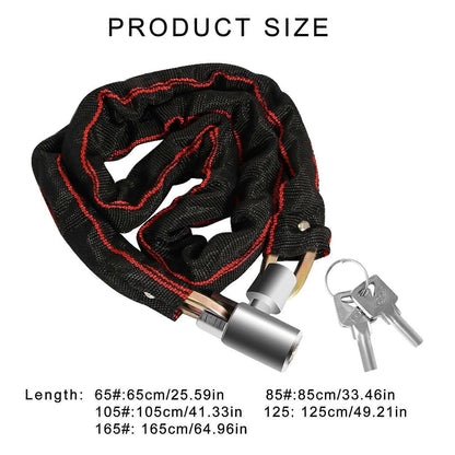 Bicycles Lock Heavy Duty Cycling Locks for Cycle, Motorcycle, Bicycles Locks High Security Bike Chain Lock with 2 Key Multicolor - 125cm