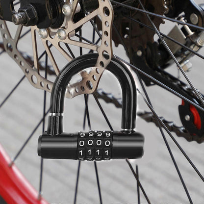 Durability Bike Lock Rusts Resistant Bicycles Lock Multifunction 4 Digits Lock for Bicycles Electric Bike - Red