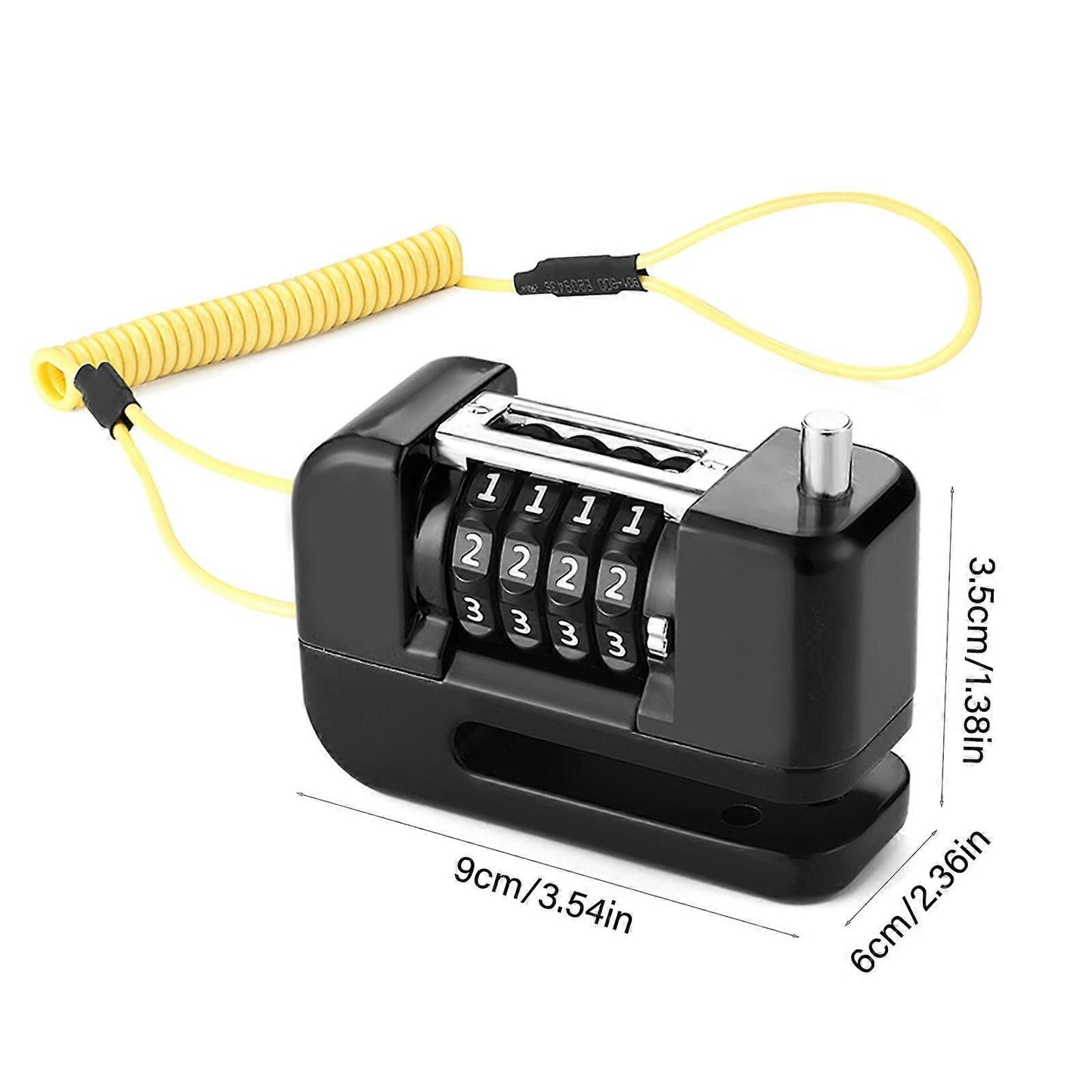 4-Digit Combination Disc Brake Lock, Portable Anti-Theft Security Lock for Motorcycle, Bicycle and Scooter - Red