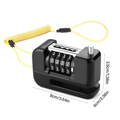 4-Digit Combination Disc Brake Lock, Portable Anti-Theft Security Lock for Motorcycle, Bicycle and Scooter - Orange
