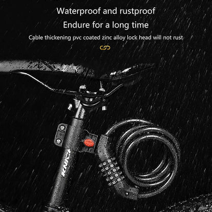 5-Digit Resettable Combination Bike Cable Lock, Self-Coiling Waterproof Anti-Theft Security Lock for Bicycle, Motorcycle, Scooter and Skateboard - Blue