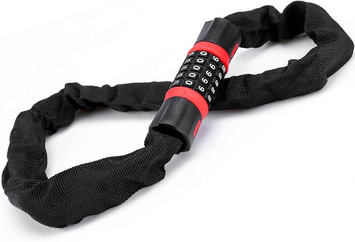 Bike Chain Lock, 5 Digit Combination High Security Bicycle Lock Resettable Heavy Duty Cycling Chain Locks for Bicycle - 0.6m