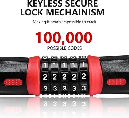 Bike Chain Lock, 5 Digit Combination High Security Bicycle Lock Resettable Heavy Duty Cycling Chain Locks for Bicycle - 1.5m