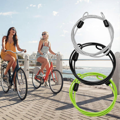 Widely Used Bicycle Lock Double Head Ring Design Anti-theft Security Bicycle Lock Rope for Bike - Black