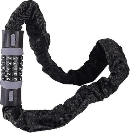 Bike Chain Lock, 5 Digit Combination High Security Bicycle Lock Resettable Heavy Duty Cycling Chain Locks for Bicycle - 0.9m