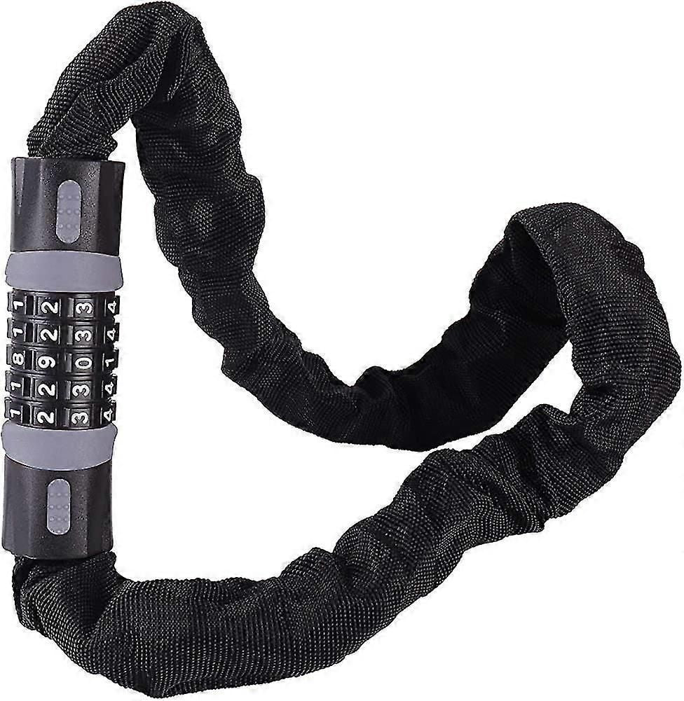 Bike Chain Lock, 5 Digit Combination High Security Bicycle Lock Resettable Heavy Duty Cycling Chain Locks for Bicycle - 1.5m