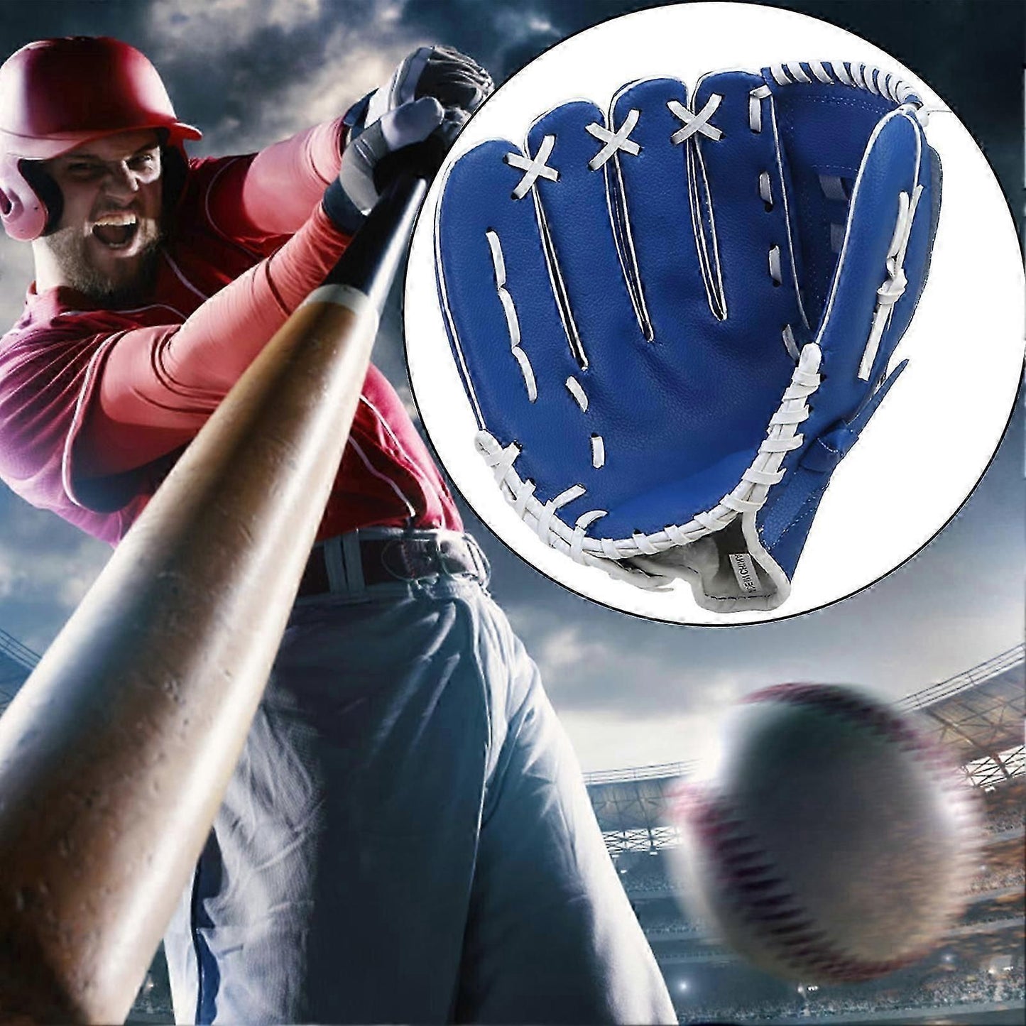 Youth Baseball Gloves Synthetic Leather Baseball Glove Sports Baseball for Women and Men Kids - Blue 10.5inch