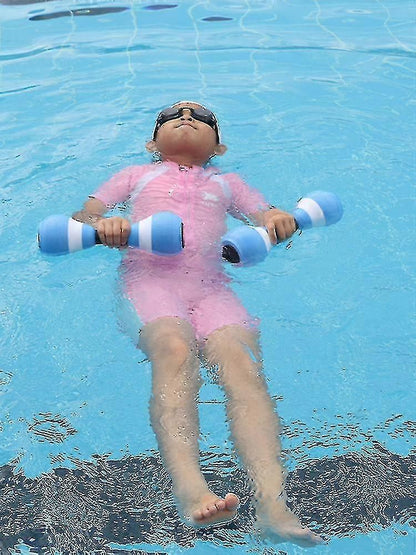 2PCS EVA Water Dumbbells Aquatic Exercise Foam Barbells for Water Aerobics Pool Resistance Fitness Training - Pink