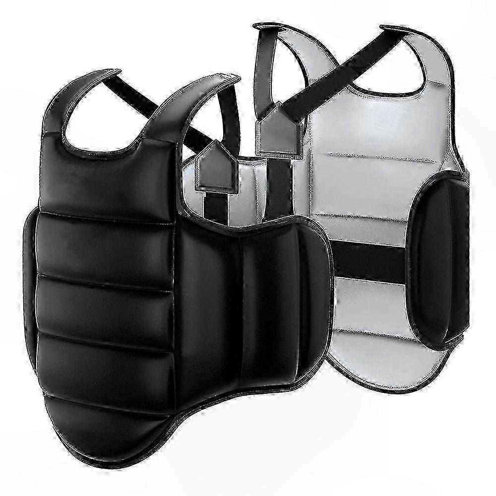 Martial Arts Training Vest for Chest Protection in Boxing and Karate Body Protector Gear Soft Equipment for Combat Sports Practice - Black L