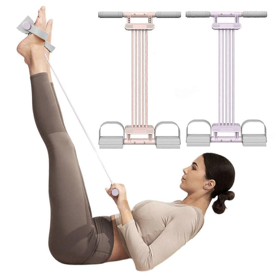 Pedal Resistance Band with Handles, Full Body Workout Trainer with Foot Pedals for Home Gym - Purple