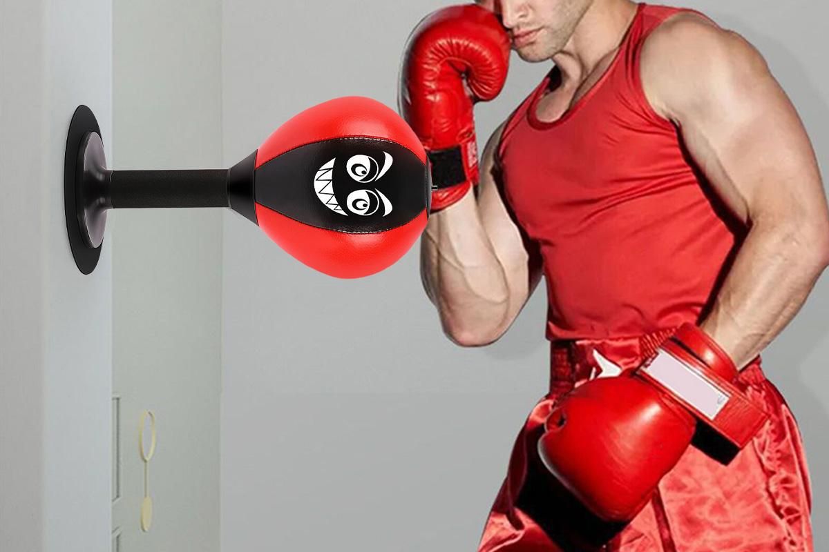 Desk Punching Bag Desktop Toy with Strong Suction Cup Fun Punch Desktop Game-Red