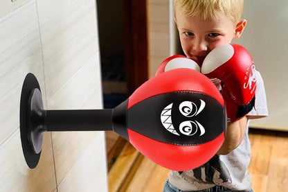 Desk Punching Bag Desktop Toy with Strong Suction Cup Fun Punch Desktop Game-Red