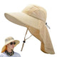 Sun Hats for Men Women Fishing Hat Breathable Wide Brim Bucket Hats with Neck Flap - Khaki