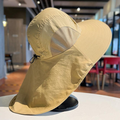 Sun Hats for Men Women Fishing Hat Breathable Wide Brim Bucket Hats with Neck Flap - Khaki