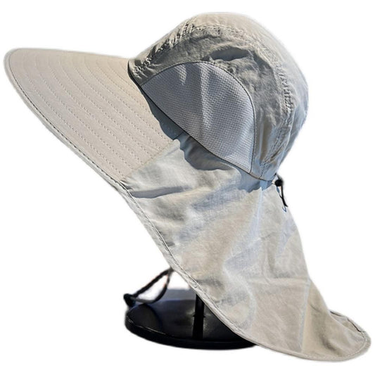 Sun Hats for Men Women Fishing Hat Breathable Wide Brim Bucket Hats with Neck Flap - Light Gray