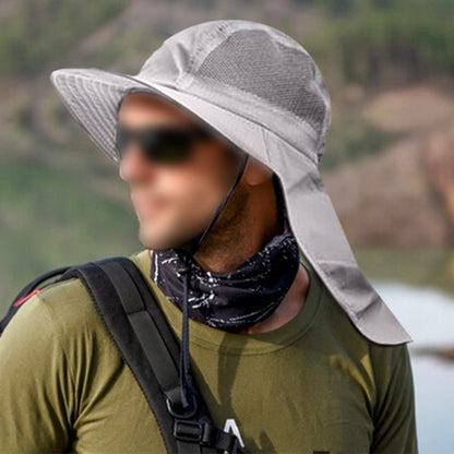 Sun Hats for Men Women Fishing Hat Breathable Wide Brim Bucket Hats with Neck Flap - Light Gray
