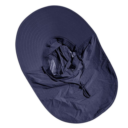 Sun Hats for Men Women Fishing Hat Breathable Wide Brim Bucket Hats with Neck Flap - Navy Blue