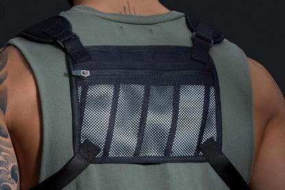 Water Resistant Running Vest Chest Pack Phone Holder for Running Lightweight Training Pack with Reflective Detail - Black