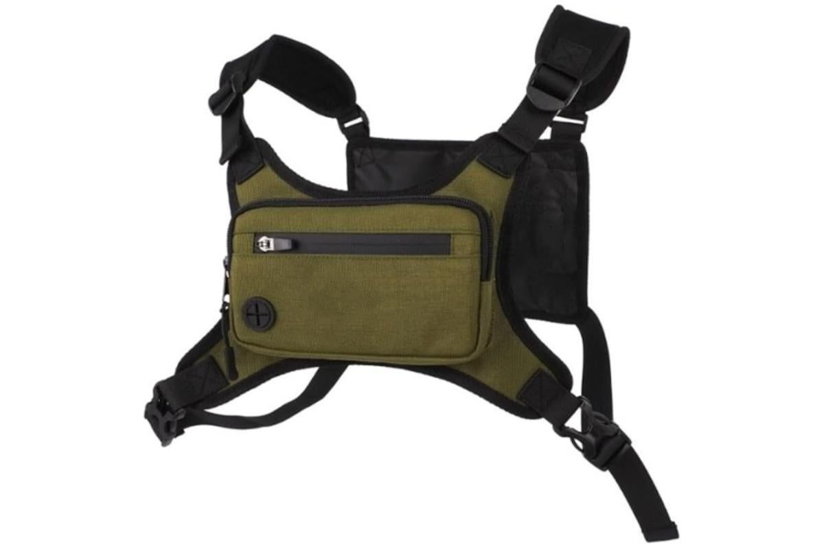 Water Resistant Running Vest Chest Pack Phone Holder for Running Lightweight Training Pack with Reflective Detail - Green