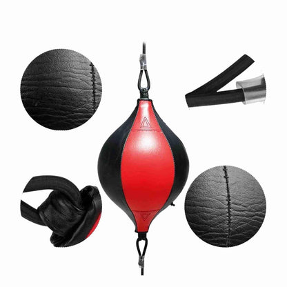 Speed Ball Boxing Floor to Ceiling PU Double End Punching Training Bag Black Red