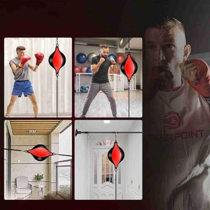 Speed Ball Boxing Floor to Ceiling PU Double End Punching Training Bag Black Red