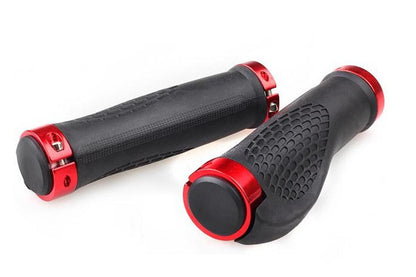 Cycling Lock-On MTB Ergonomic Mountain Bike Rubber Grips Bicycle Handlebar - Red
