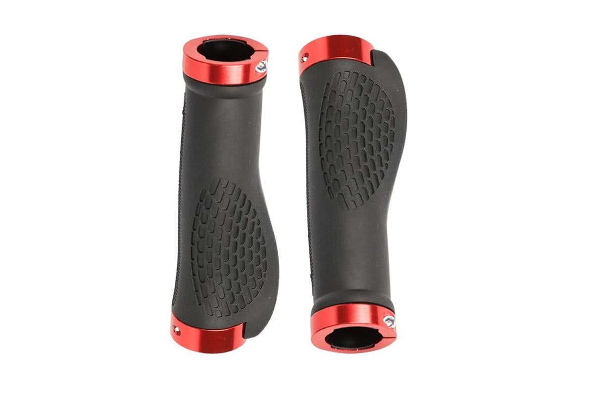 Cycling Lock-On MTB Ergonomic Mountain Bike Rubber Grips Bicycle Handlebar - Red