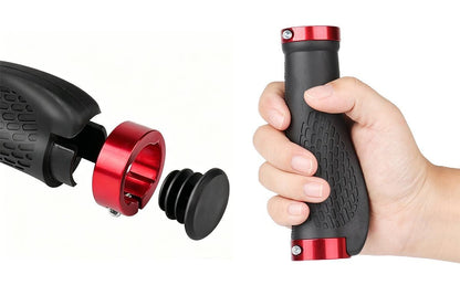 Cycling Lock-On MTB Ergonomic Mountain Bike Rubber Grips Bicycle Handlebar - Red