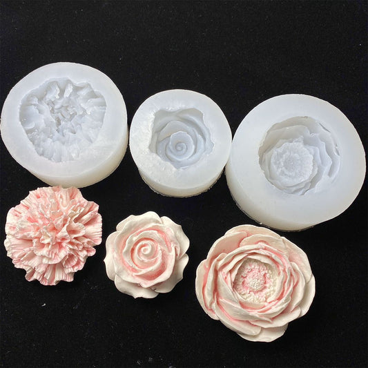 Silicone Flower Mold DIY Epoxy Plaster Candle Soap Model 3-transparent 15-771