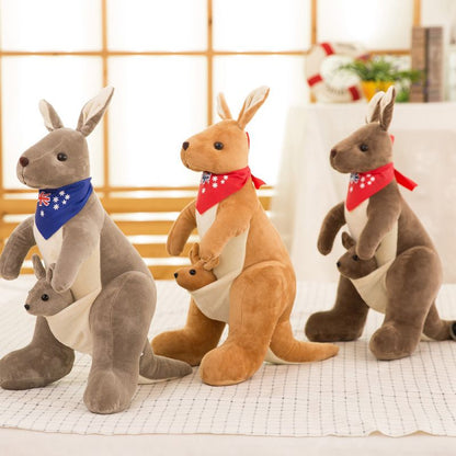 Jue Bei Kangaroo Plush Toy 35cm Gray blue scarf 45cm