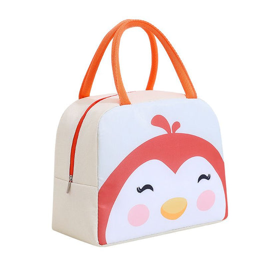 Youwang Kids Insulated Lunch Bag Oxford Cloth Waterproof Beige Penguin