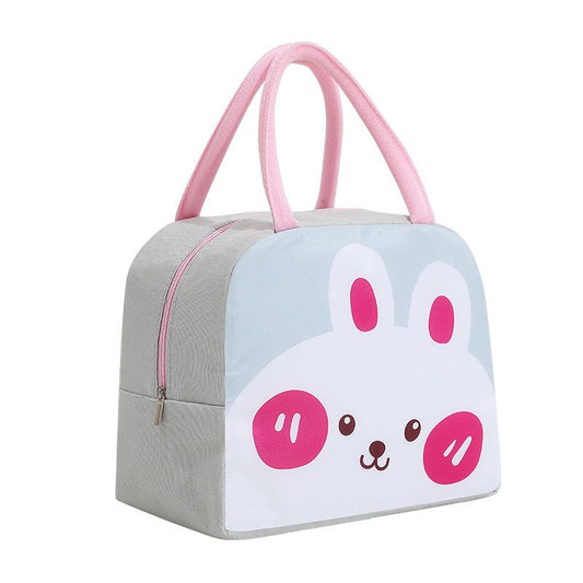 Youwang Kids Insulated Lunch Bag Oxford Cloth Waterproof Gray rabbit