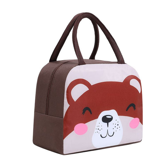 Youwang Kids Insulated Lunch Bag Oxford Cloth Waterproof Brown Bear