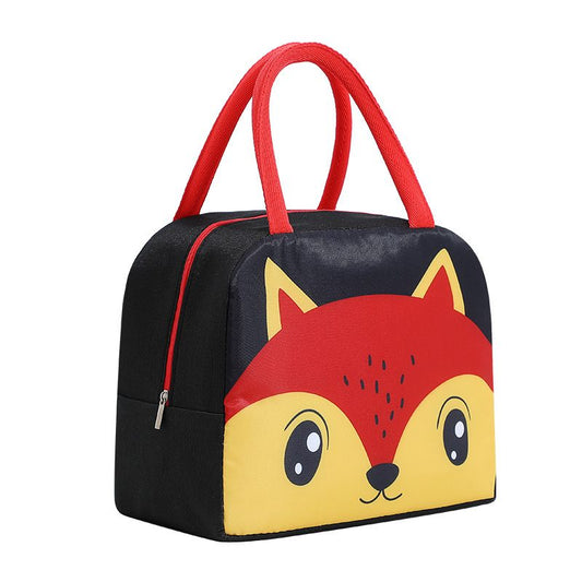 Youwang Kids Insulated Lunch Bag Oxford Cloth Waterproof Black Fox