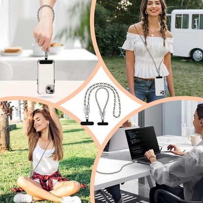 Mobile Phone Lanyard Data Line 2 in 1,PD65W Fast Charging USB-C Data Transfer Cord,Wire Equipped Lock Buckle,Crossbody Phone Wrist Strap Set