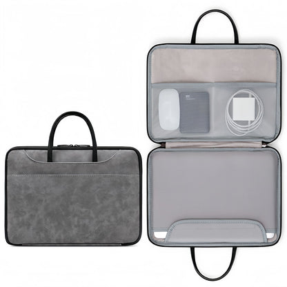 14 Inch PU Leather Laptop Bag, Portable Waterproof Laptop Case, Full Opening and Closing Sleeve Handbag, Briefcase for MacBook Air, Ipad, Business Travel