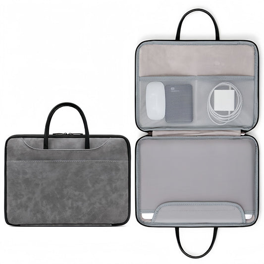14 Inch PU Leather Laptop Bag, Portable Waterproof Laptop Case, Full Opening and Closing Sleeve Handbag, Briefcase for MacBook Air, Ipad, Business Travel