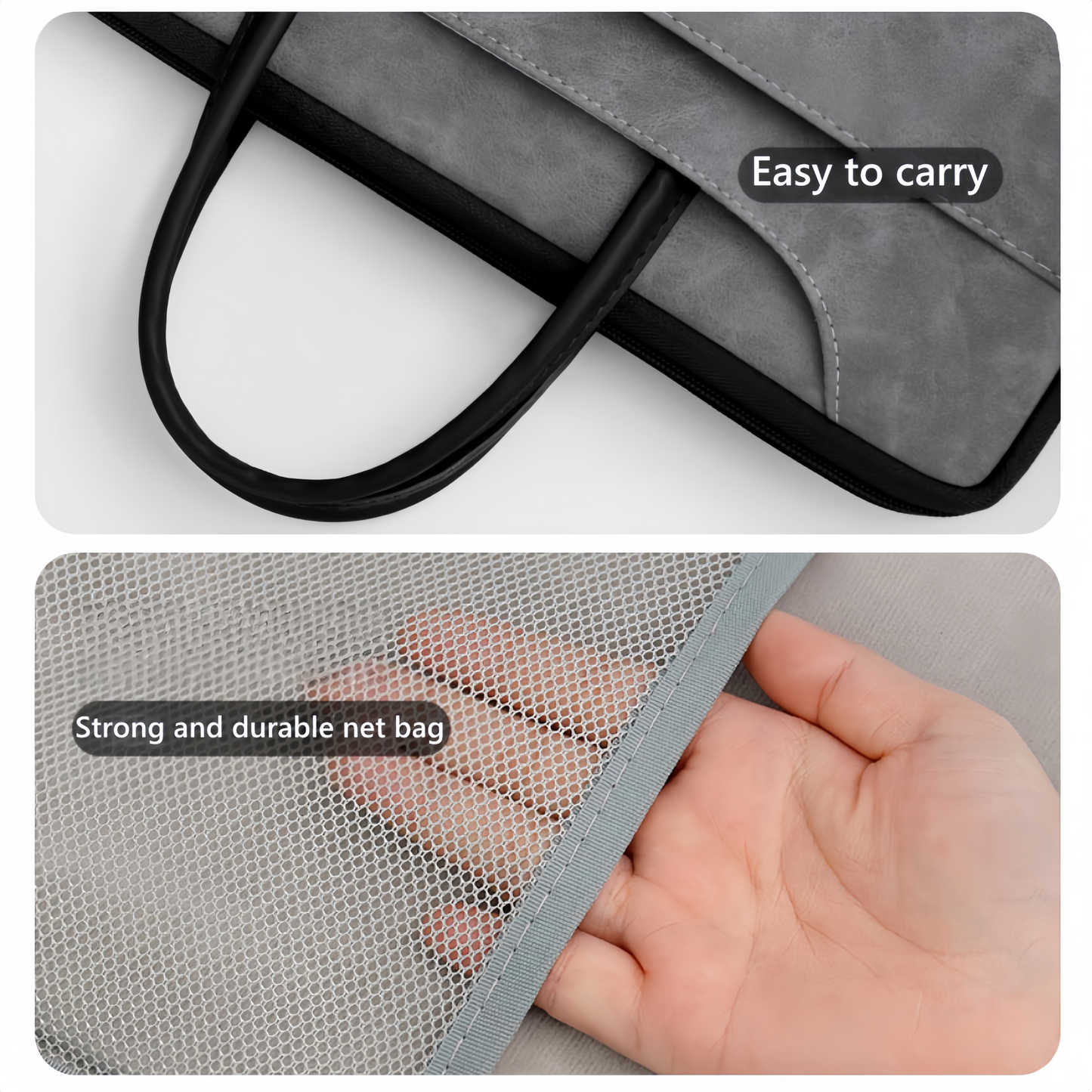 14 Inch PU Leather Laptop Bag, Portable Waterproof Laptop Case, Full Opening and Closing Sleeve Handbag, Briefcase for MacBook Air, Ipad, Business Travel