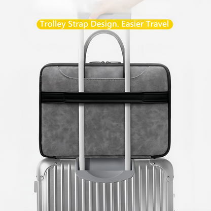 14 Inch PU Leather Laptop Bag, Portable Waterproof Laptop Case, Full Opening and Closing Sleeve Handbag, Briefcase for MacBook Air, Ipad, Business Travel