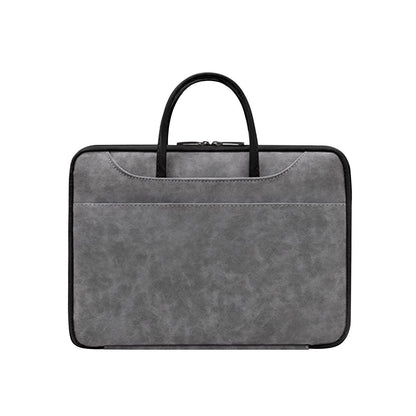 14 Inch PU Leather Laptop Bag, Portable Waterproof Laptop Case, Full Opening and Closing Sleeve Handbag, Briefcase for MacBook Air, Ipad, Business Travel